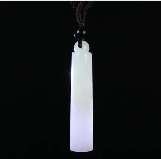 VINTAGE Hand-carved Jade Cylinder Pendant Green/Lavender M683 - JazzyJewelbyAmina 
