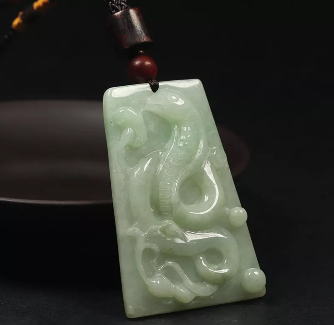 VINTAGE Jadeite Green Jade Snake Pendant Chinese Zodiac 2025 Year of the Wood Snake D913 - JazzyJewelbyAmina 
