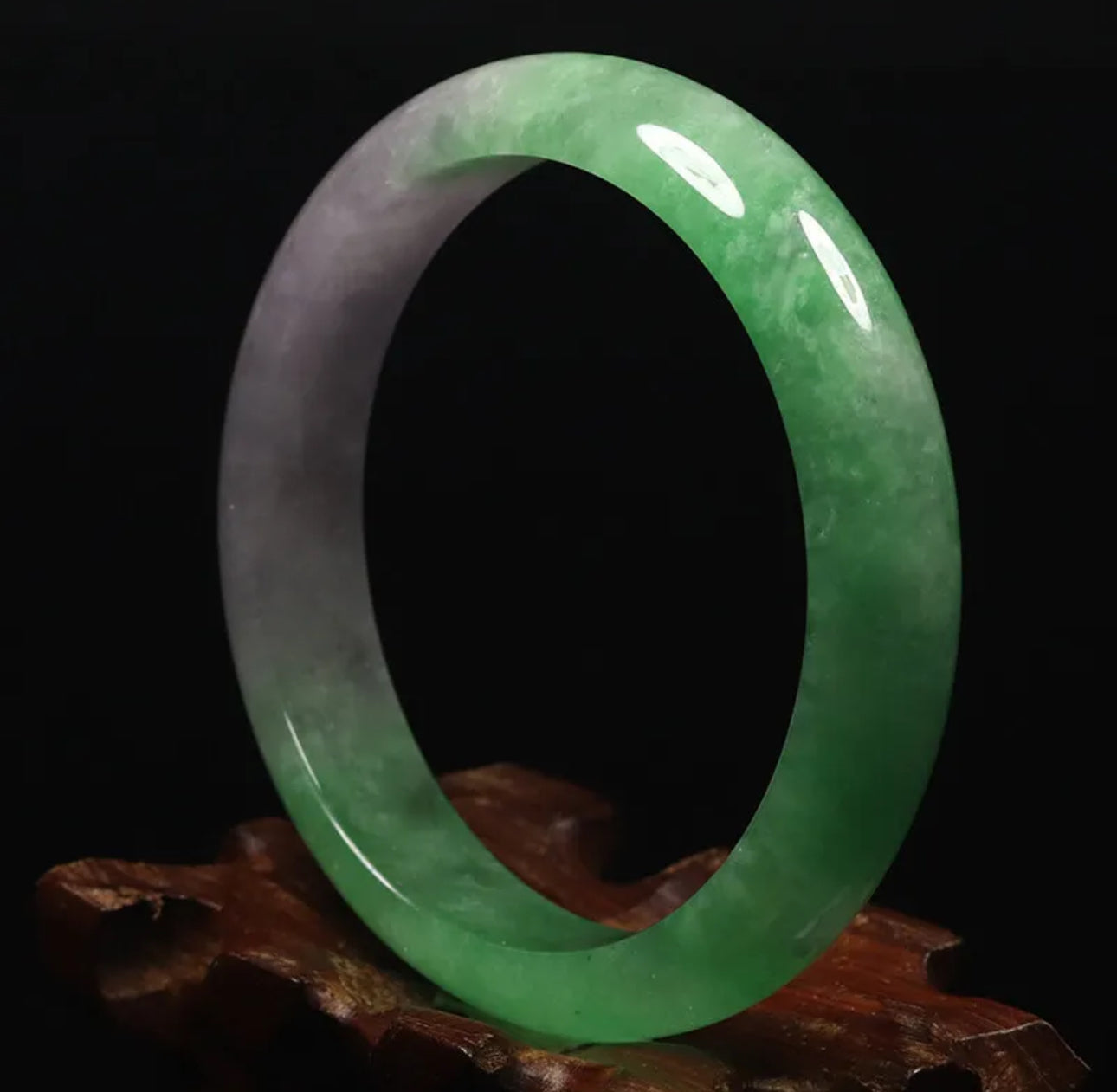 VINTAGE Small Jadeite Green/Lavender Jade Bangle Size 56mm M823 - JazzyJewelbyAmina 