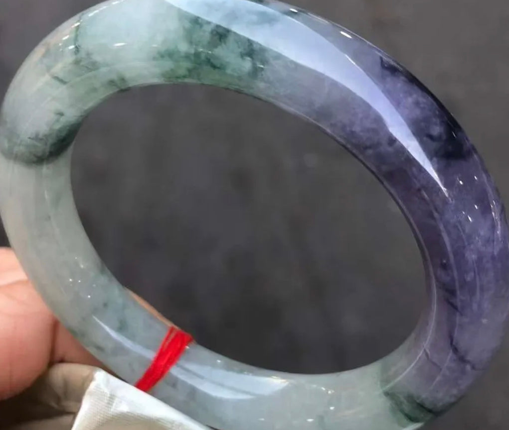 VINTAGE Medium Jadeite Green/Lavender  Jade Round Princess Cut Size 59mm J111 - JazzyJewelbyAmina 