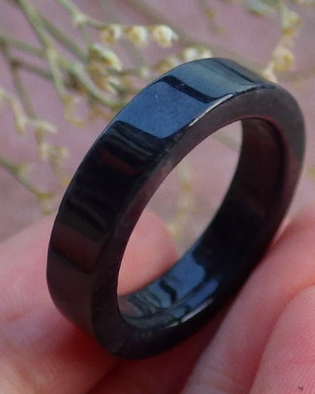 VINTAGE Jadeite Black Jade Ring 100% All Natural Certified Square Cut - JazzyJewelbyAmina 