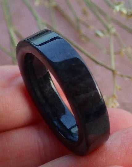 VINTAGE Jadeite Black Jade Ring 100% All Natural Certified Square Cut - JazzyJewelbyAmina 