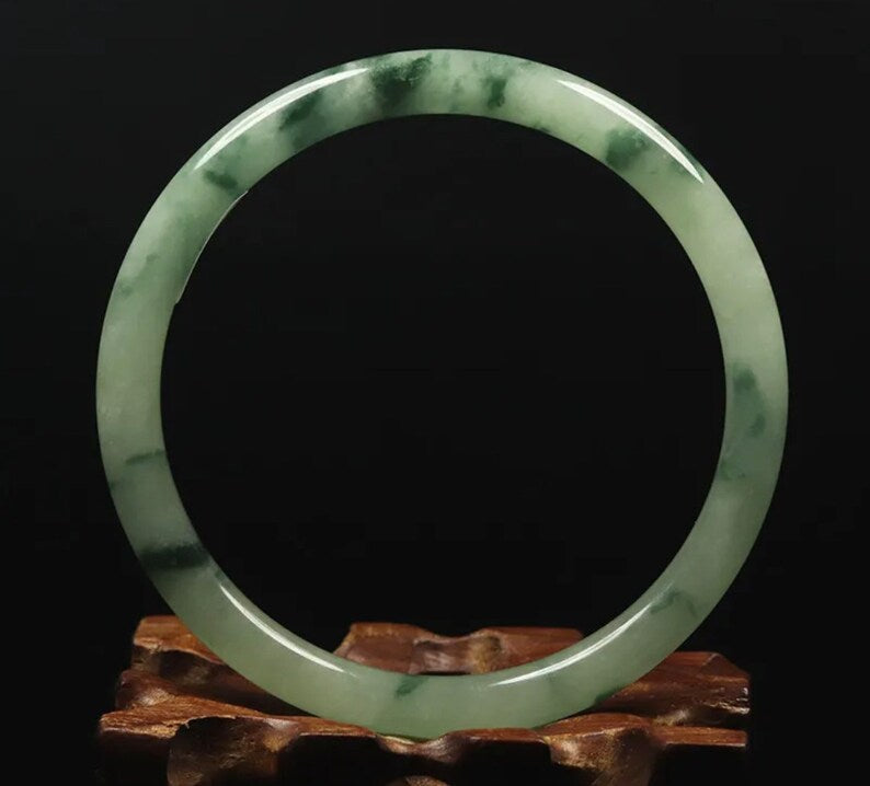 VINTAGE Large Jadeite Green Jade Bangle from Burma Size 62mm N993 - JazzyJewelbyAmina 