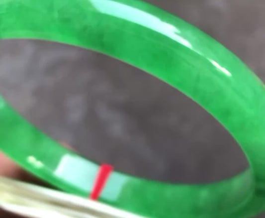 VINTAGE XXL Jadeite Icy Green Jade Bangle Size 76 MM Unique Jade G097