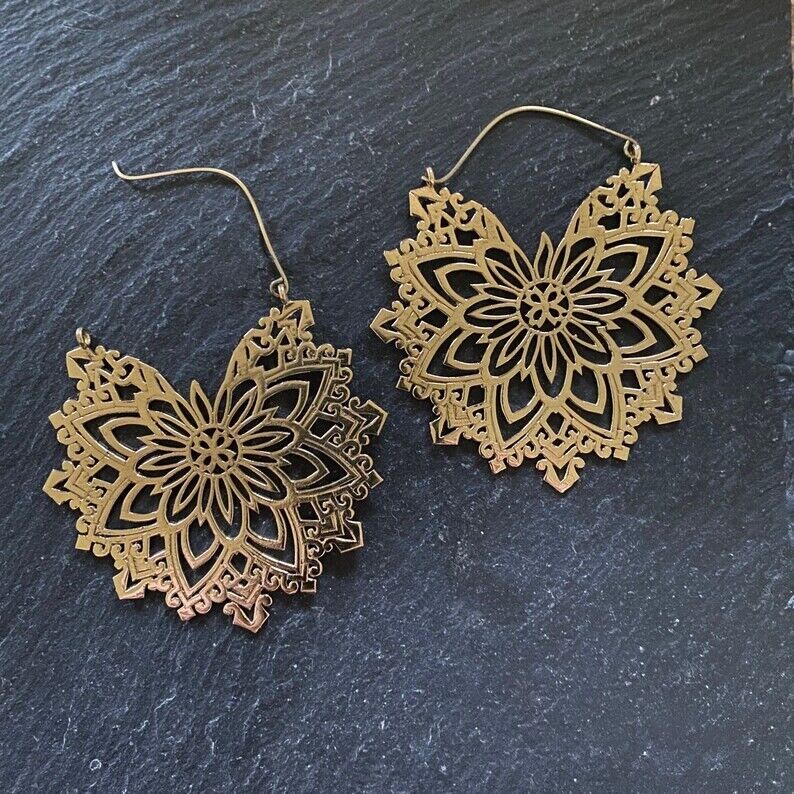 Boho Gold Brass Geometric Triangle Earrings - JazzyJewelbyAmina 