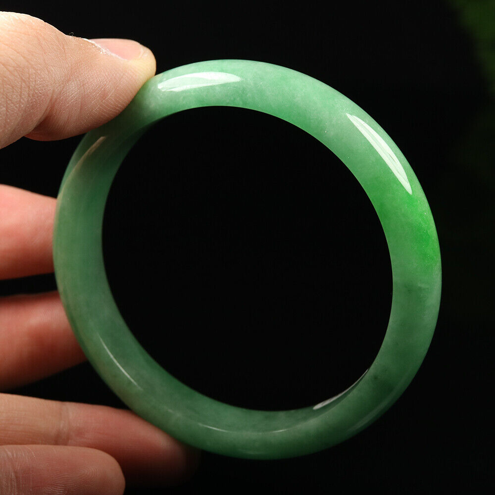 VINTAGE Large Jadeite Green Jade Bangle Size 60mm J783 - JazzyJewelbyAmina 
