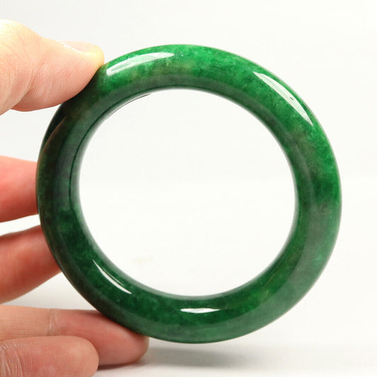 VINTAGE Medium Jadeite Green Jade Bangle Size 57 mm Round Princess Cut J953 - JazzyJewelbyAmina 
