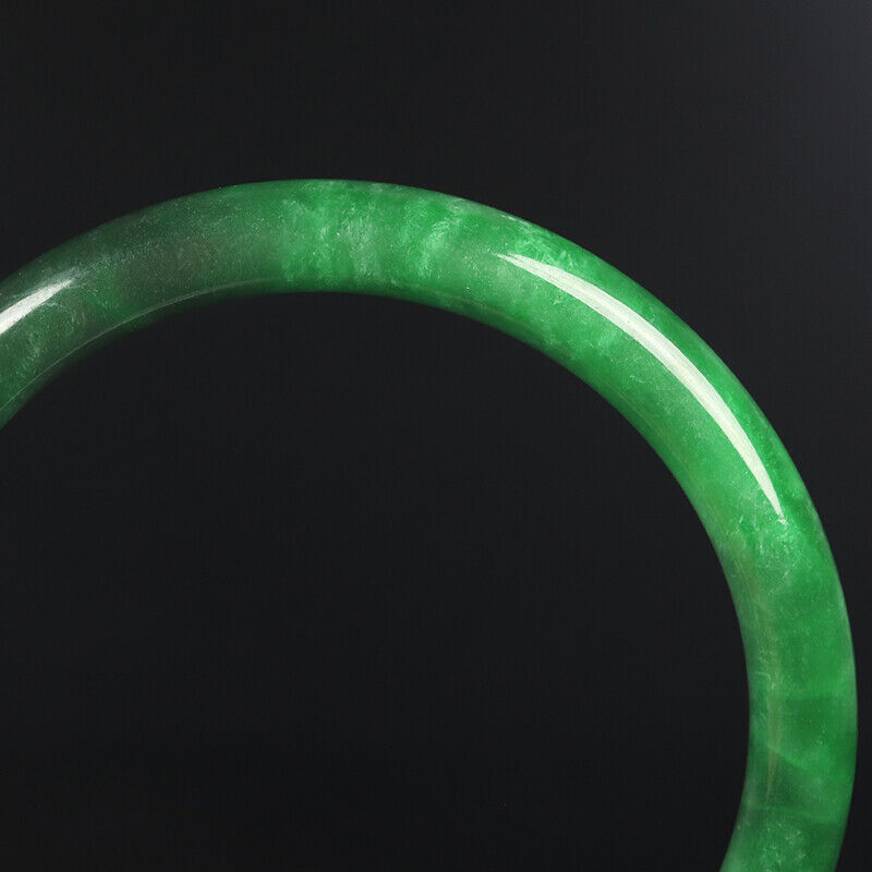 VINTAGE Medium Jadeite Green Jade Round Princess Thin Cut Bangle Size 59mm F937 Emerald Green! - JazzyJewelbyAmina 