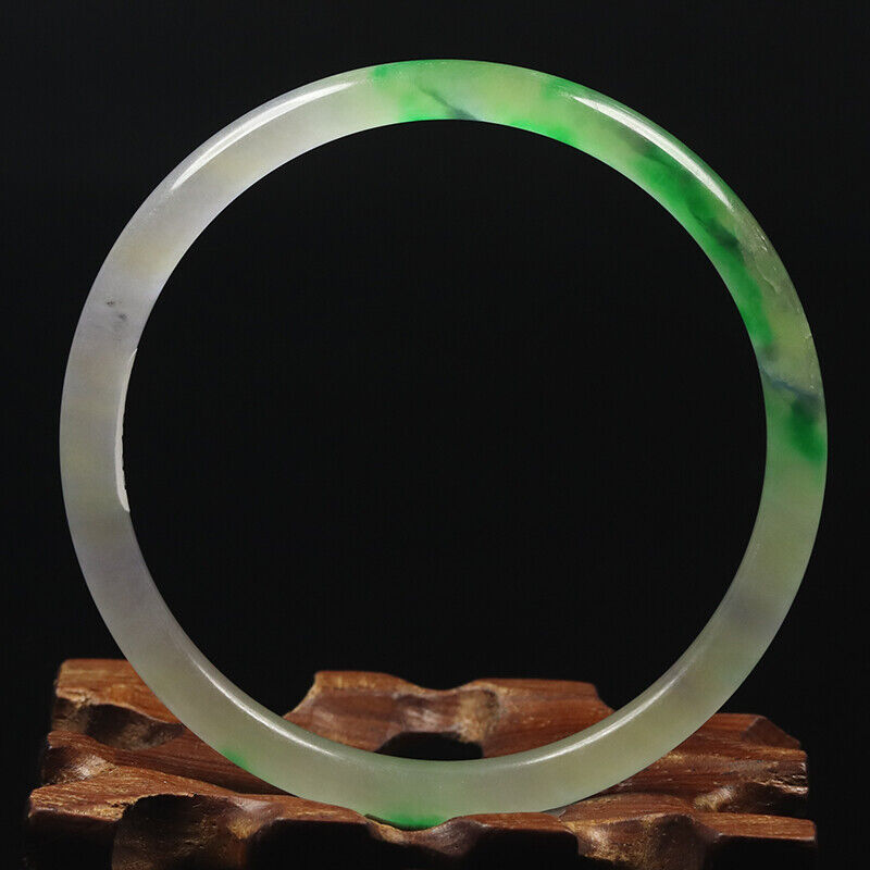 VINTAAGE Medium Jadeite Green/Lavender Jade Bangle Size 58mm Round Princess Thin Bangle F847 - JazzyJewelbyAmina 