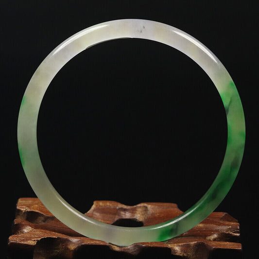 VINTAAGE Medium Jadeite Green/Lavender Jade Bangle Size 58mm Round Princess Thin Bangle F847 - JazzyJewelbyAmina 