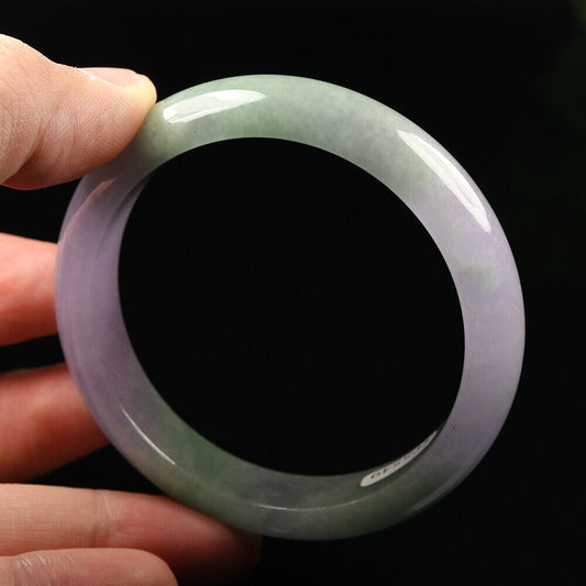 VINTAGE Medium Jdeite Green/Lavender Jade Bangle Size 59mm M151 - JazzyJewelbyAmina 