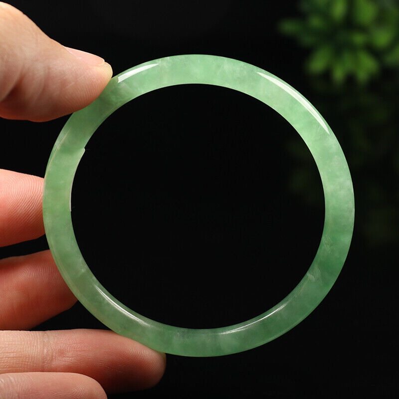 VINTGE Jadeite Green Jade Round Princess Bangle Size 57mm M007 - JazzyJewelbyAmina 