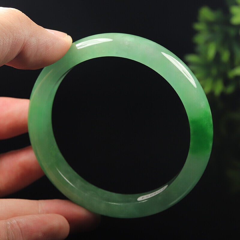 VINTAGE Large Jadeite Green Jade Bangle from Burma Size 63mm M761 - JazzyJewelbyAmina 