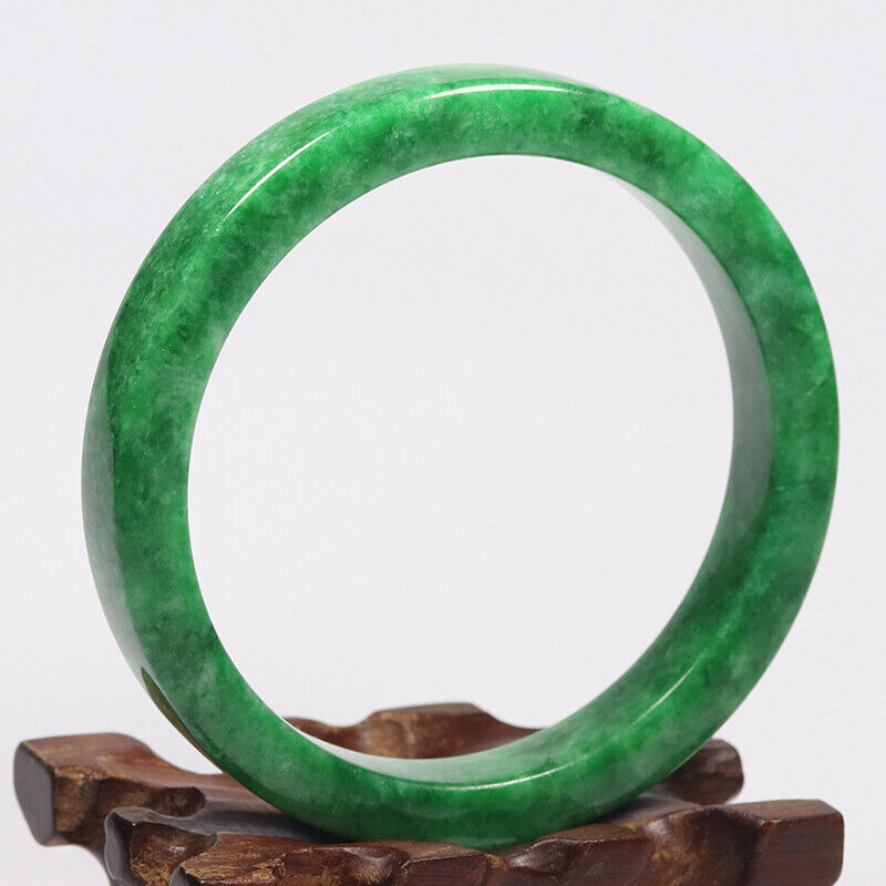 VINTAGE Large Jadeite Green Jade Bangle Size 63mm M955 - JazzyJewelbyAmina 