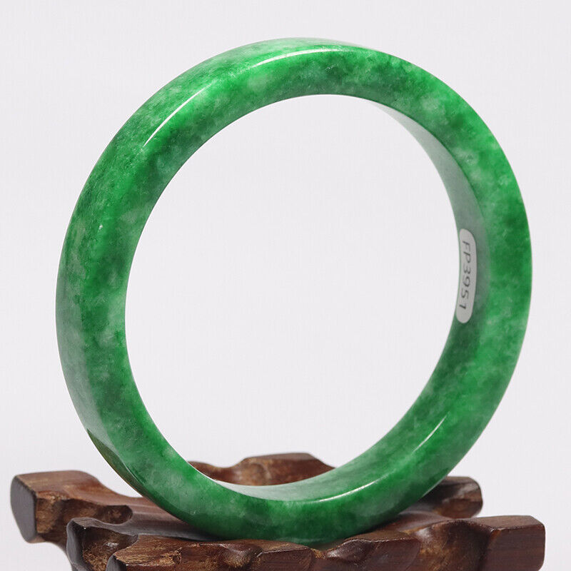 VINTAGE Large Jadeite Green Jade Bangle Size 63mm M955 - JazzyJewelbyAmina 