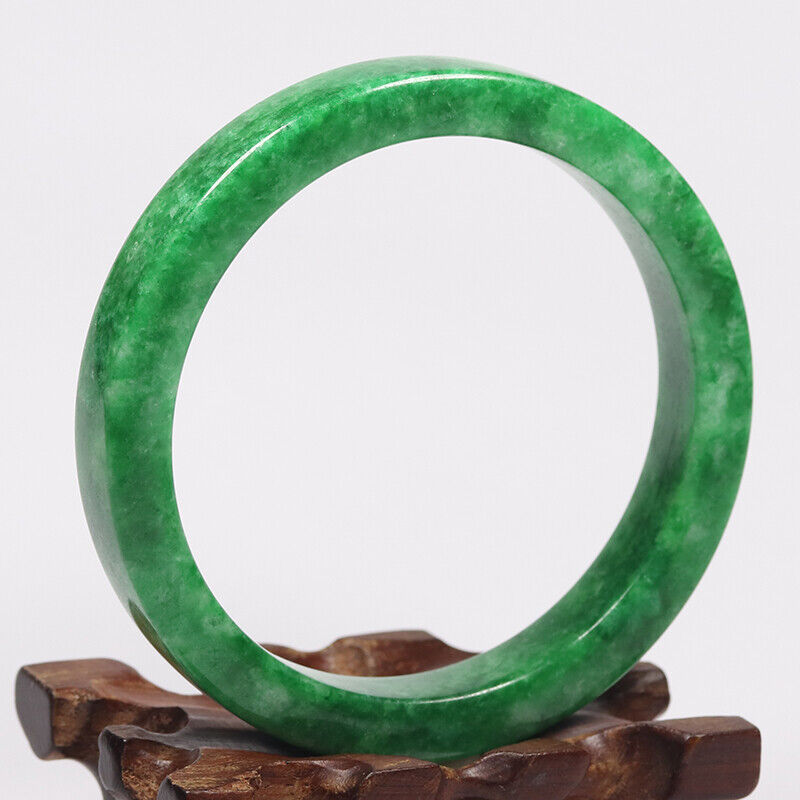 VINTAGE Large Jadeite Green Jade Bangle Size 63mm M955 - JazzyJewelbyAmina 