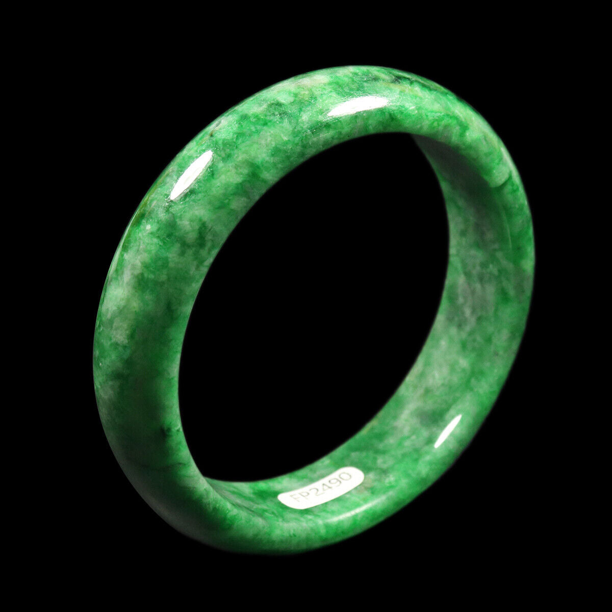 VINTAGE Medium Jadeite Green Jade Bangle from Burma Size 59mm M033 - JazzyJewelbyAmina 