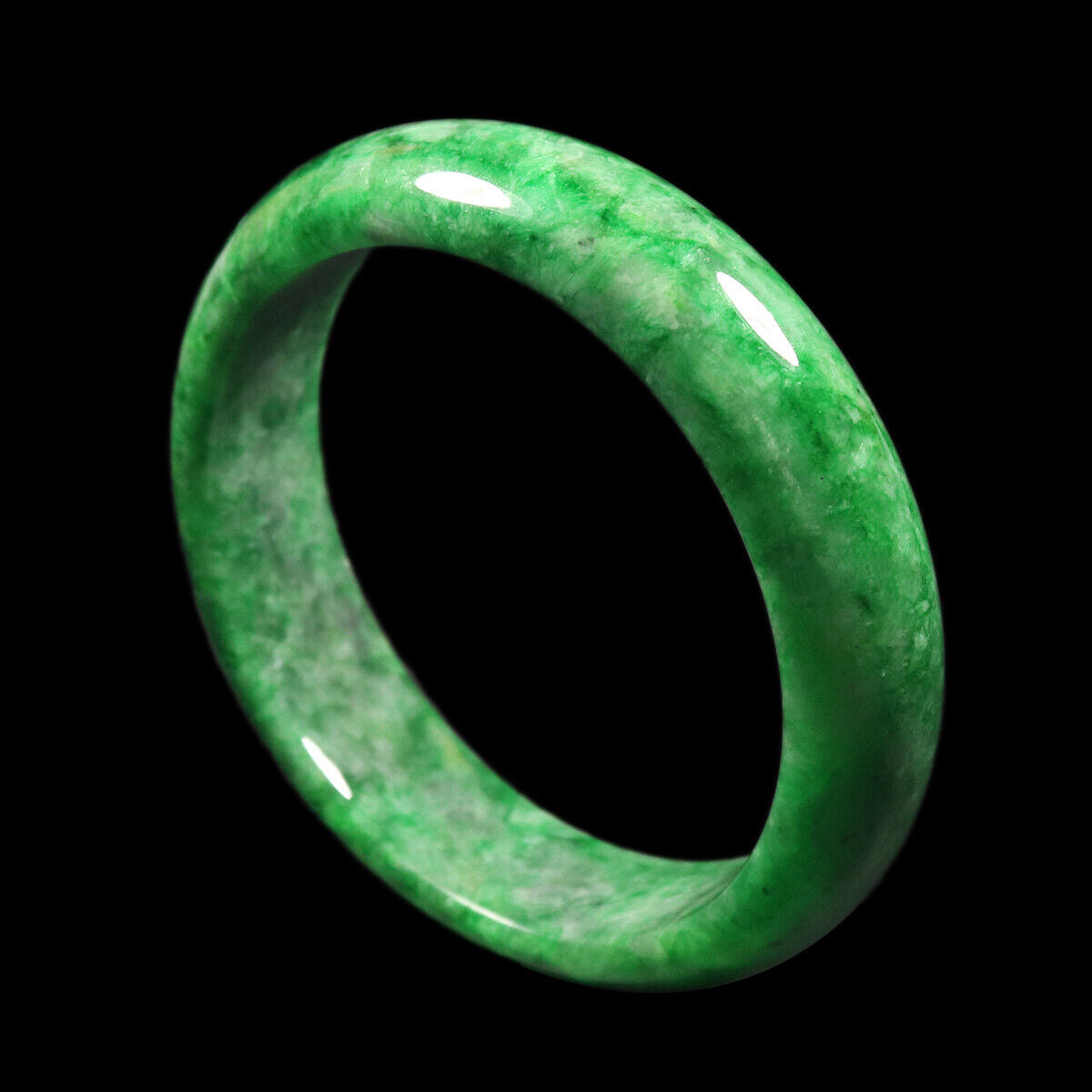 VINTAGE Medium Jadeite Green Jade Bangle from Burma Size 59mm M033 - JazzyJewelbyAmina 