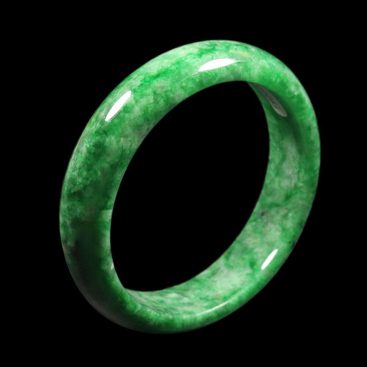 VINTAGE Medium Jadeite Green Jade Bangle from Burma Size 59mm M033 - JazzyJewelbyAmina 