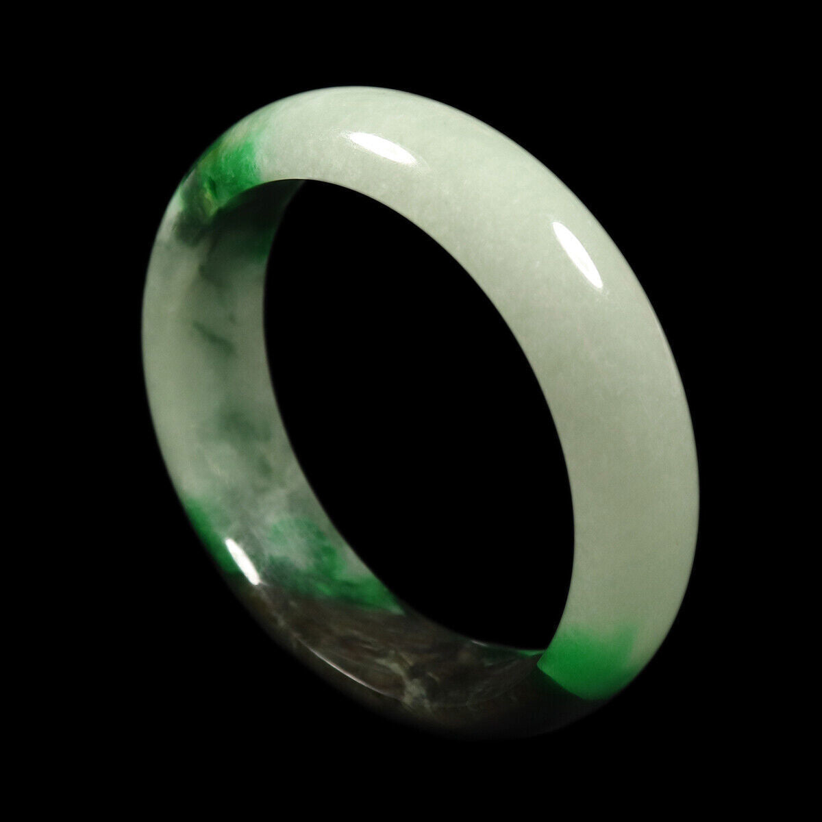 VINTAGE Medium Jadeite Green Jade Bange from Burma Size 59mm M727 - JazzyJewelbyAmina 