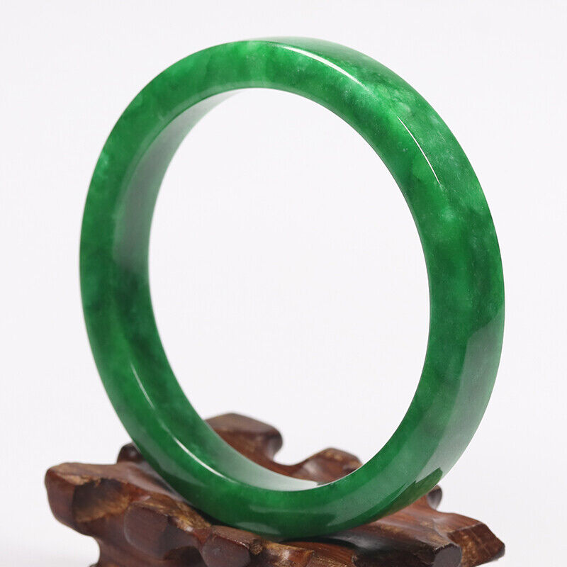 VINTAGE XXL Jadeite Green Jade Bangle Size 67mm square Cut Imperial Green M951 - JazzyJewelbyAmina 