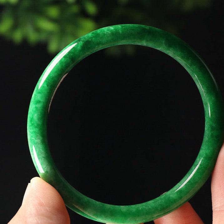 VINTAGE Small Jadeite Green Jade Bangle Round Princess Cut Size 55mm M963 - JazzyJewelbyAmina 