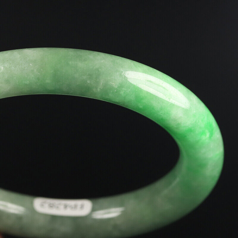 VINTAGE Medium Jadeite Green Jade Bangle Size 59mm Round Princess Chunky Cut - Hint of Yellow!M617 - JazzyJewelbyAmina 