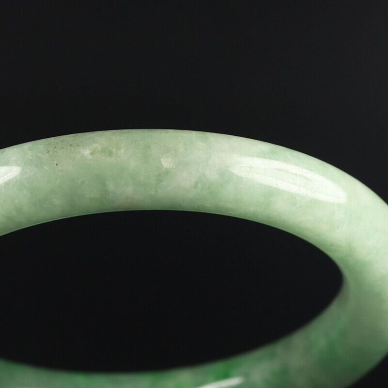 VINTAGE Medium Jadeite Green Jade Bangle Size 59mm Round Princess Chunky Cut - Hint of Yellow!M617 - JazzyJewelbyAmina 