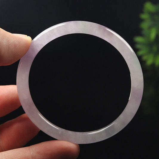 VINTAGE Medium Jadeite Lavender Jade Bangle Size 57mm Round Princess Thin Cut A051 - JazzyJewelbyAmina 