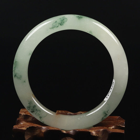 VINTAGE mall Jadeite Green Jade Bangle - Flower Rond Princess Chunky Cut - Size 56mm A031 - JazzyJewelbyAmina 