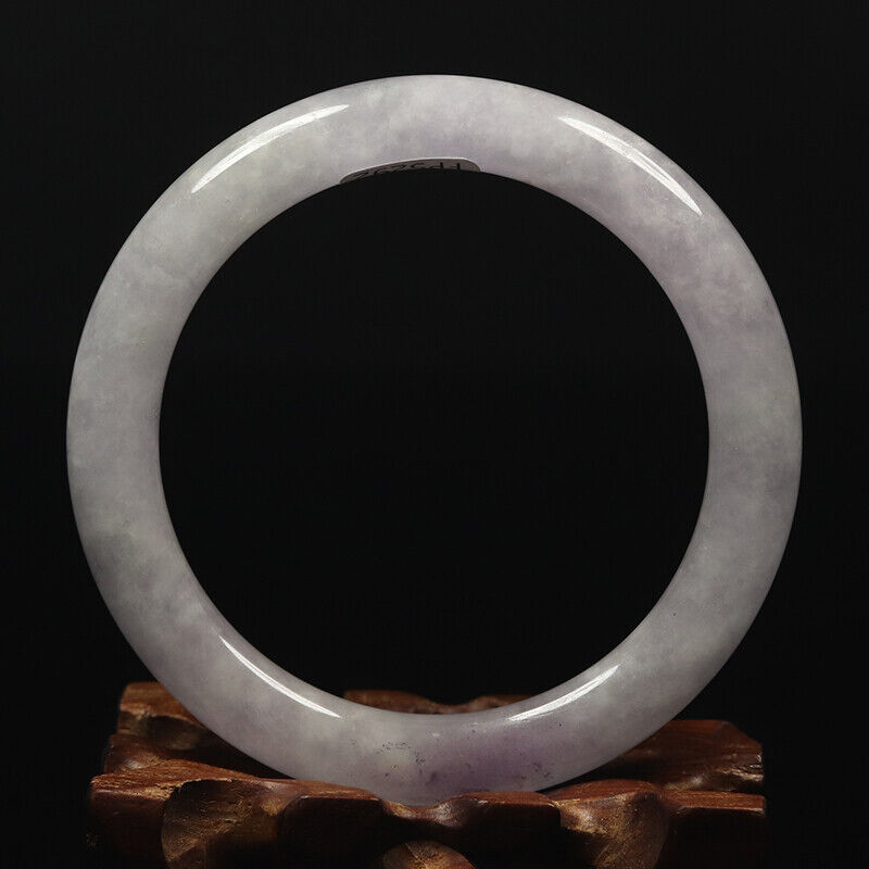 VINTAGE Medium Jadeite White Lavender Jade Bangle Size 58mm Round Princess Cut - A637 - JazzyJewelbyAmina 