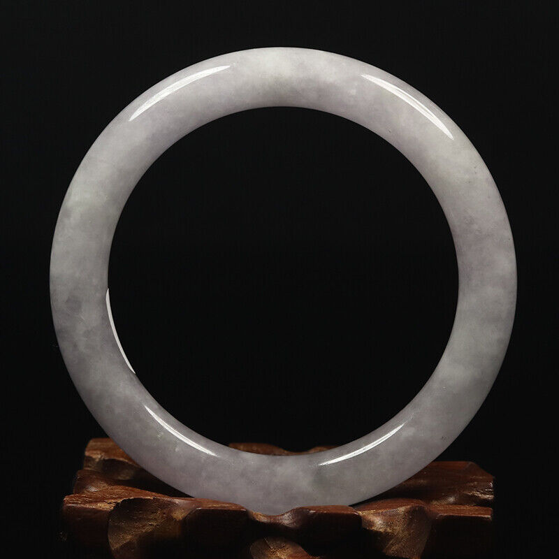 VINTAGE Medium Jadeite White Lavender Jade Bangle Size 58mm Round Princess Cut - A637 - JazzyJewelbyAmina 