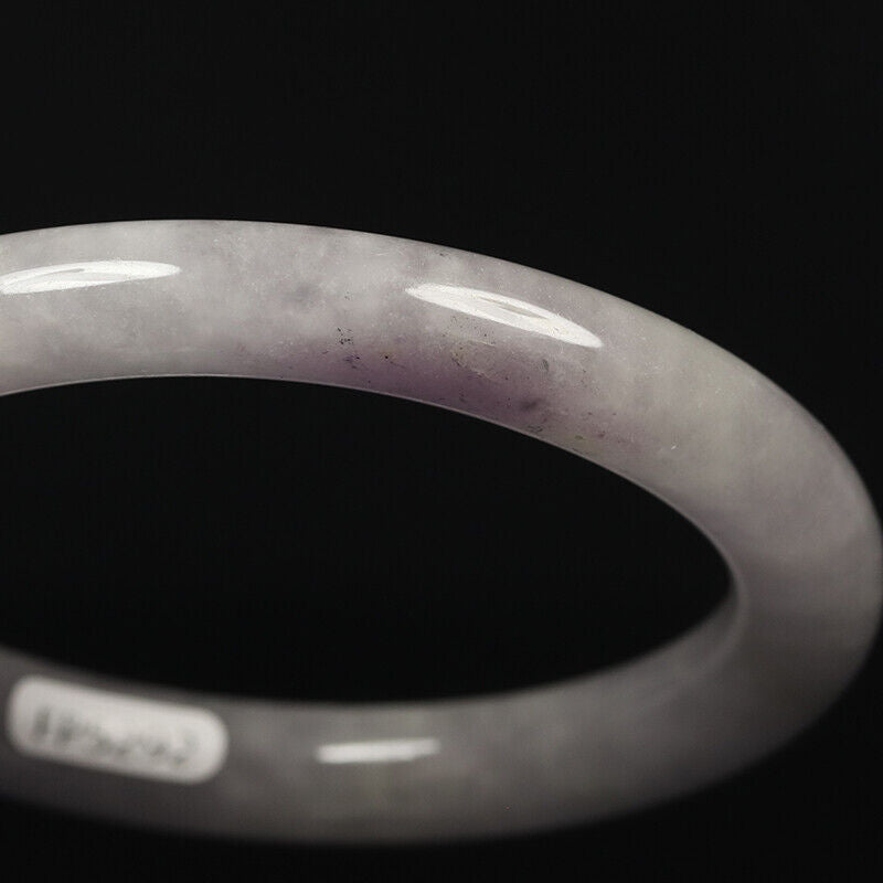 VINTAGE Medium Jadeite White Lavender Jade Bangle Size 58mm Round Princess Cut - A637 - JazzyJewelbyAmina 