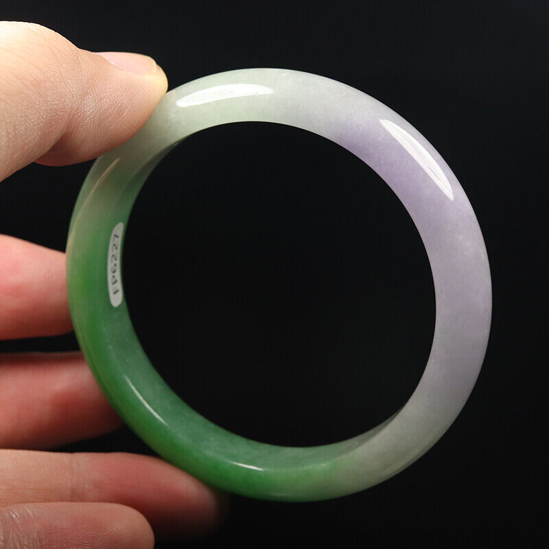 VINTAGE Medium Jadeite Green/Lavender/White Jade Bangle Size 58mm A507 - JazzyJewelbyAmina 
