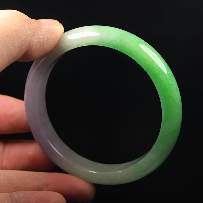 VINTAGE Medium Jadeite Green/Lavender/White Jade Bangle Size 58mm A507 - JazzyJewelbyAmina 