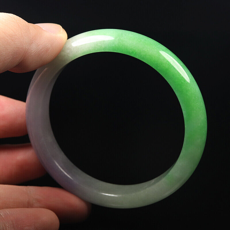 VINTAGE Medium Jadeite Green/Lavender/White Jade Bangle Size 58mm A507 - JazzyJewelbyAmina 