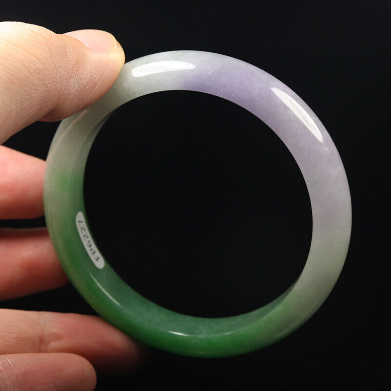 VINTAGE Medium Jadeite Green/Lavender/White Jade Bangle Size 58mm A507 - JazzyJewelbyAmina 