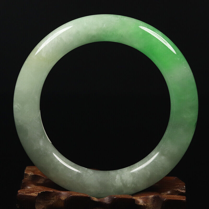 VINTAGE Small Jadeite Green Jade Bangle Round Princess Chunky Cut - Size 55 mm A927 - JazzyJewelbyAmina 