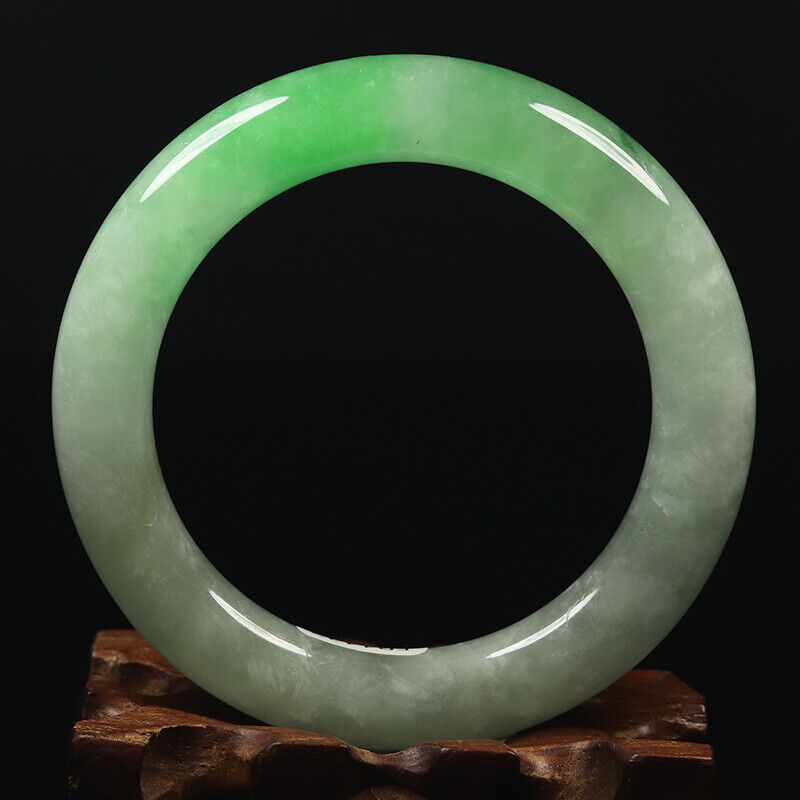 VINTAGE Small Jadeite Green Jade Bangle Round Princess Chunky Cut - Size 55 mm A927 - JazzyJewelbyAmina 