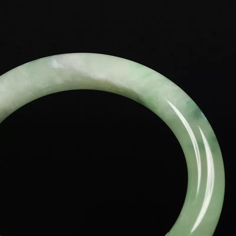 VINTAGE Medium Jadeite Green Jade Bangle Size 58mm Round Princess Chunky Cut U773 - JazzyJewelbyAmina 