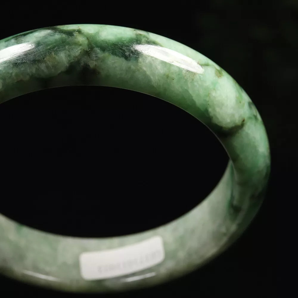 VINTAGE Large Jadeite Green Jade Bangle 60 mm Certified Grade A - L099 Fine Burma Jade! - JazzyJewelbyAmina 