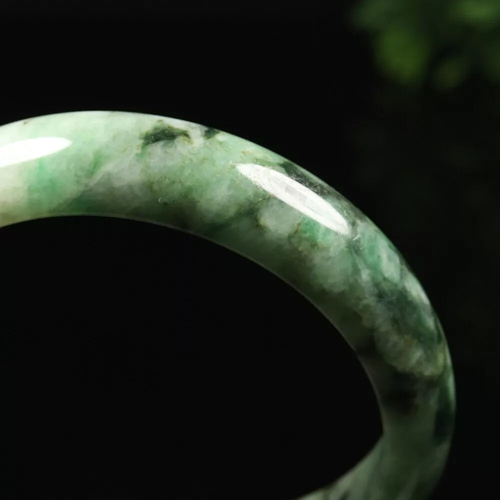 VINTAGE Large Jadeite Green Jade Bangle 60 mm Certified Grade A - L099 Fine Burma Jade! - JazzyJewelbyAmina 