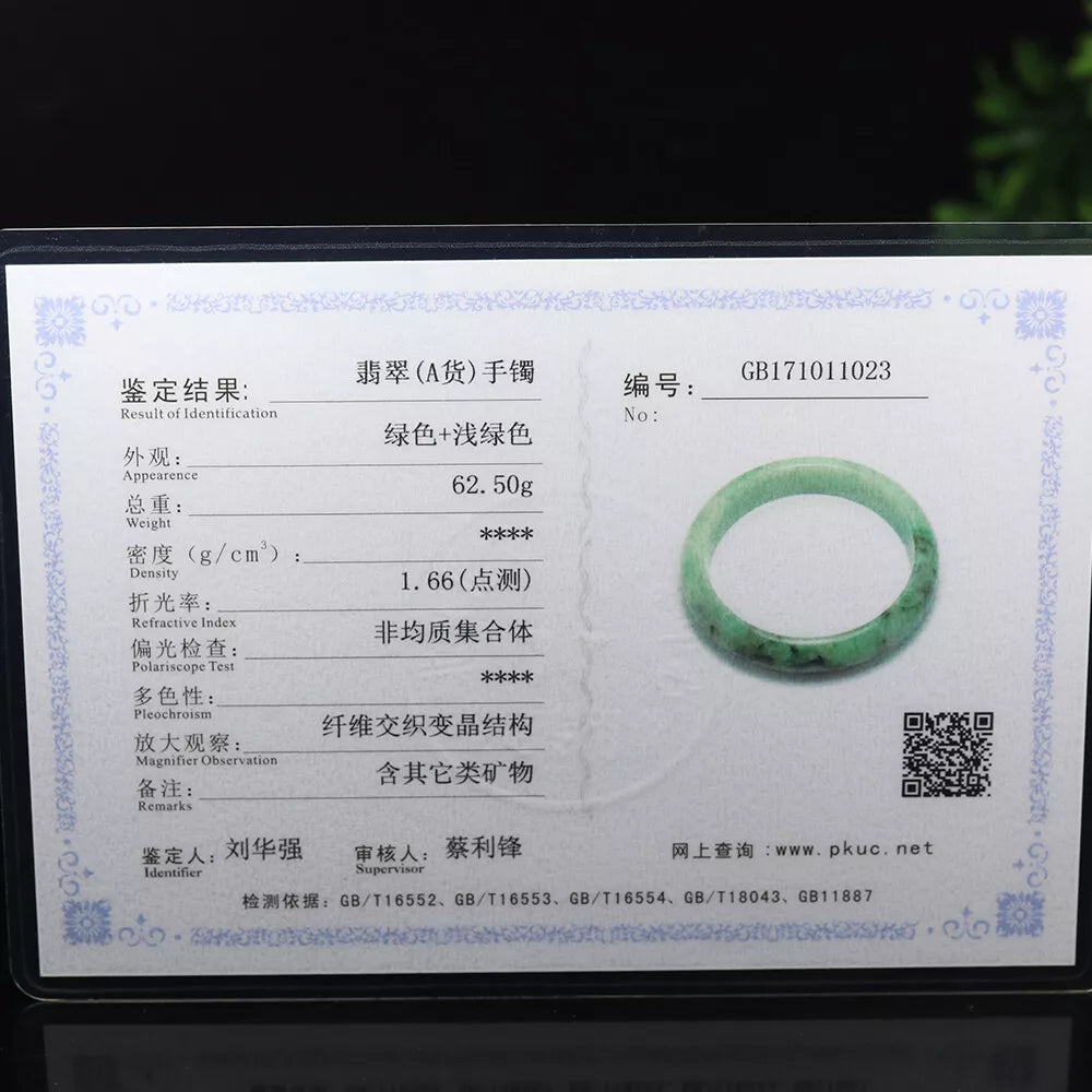 VINTAGE Large Jadeite Green Jade Bangle 60 mm Certified Grade A - L099 Fine Burma Jade! - JazzyJewelbyAmina 