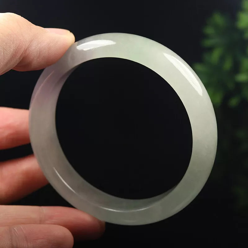 VINTAGE Large Jadeite Lavender/Pale Green Jade Bangle Size 62mm L125 - JazzyJewelbyAmina 