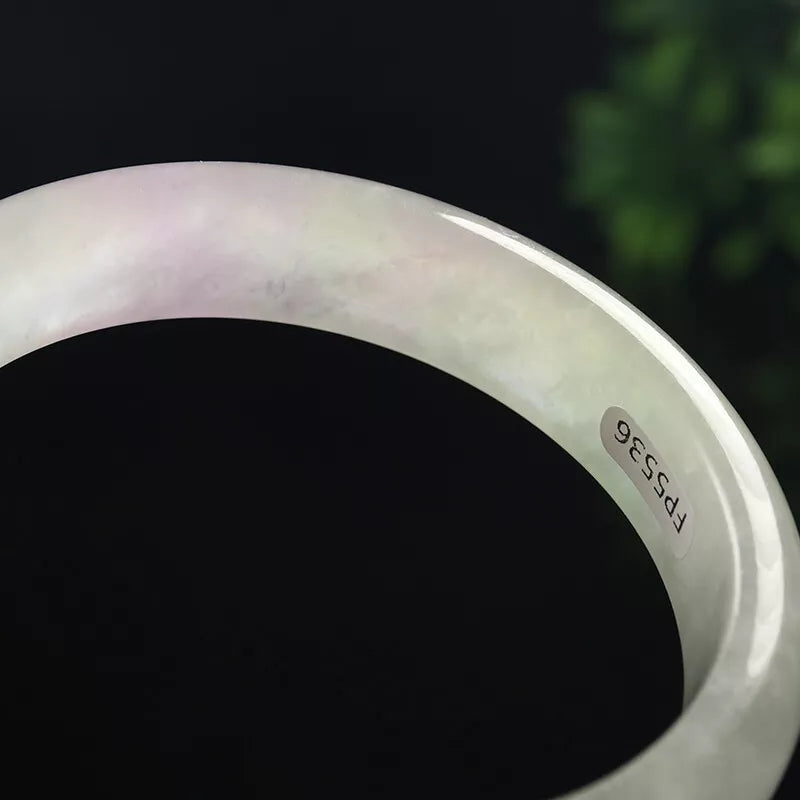 VINTAGE Large Jadeite Lavender/Pale Green Jade Bangle Size 62mm L125 - JazzyJewelbyAmina 