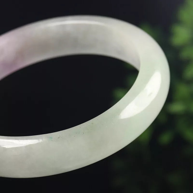 VINTAGE Large Jadeite Lavender/Pale Green Jade Bangle Size 62mm L125 - JazzyJewelbyAmina 
