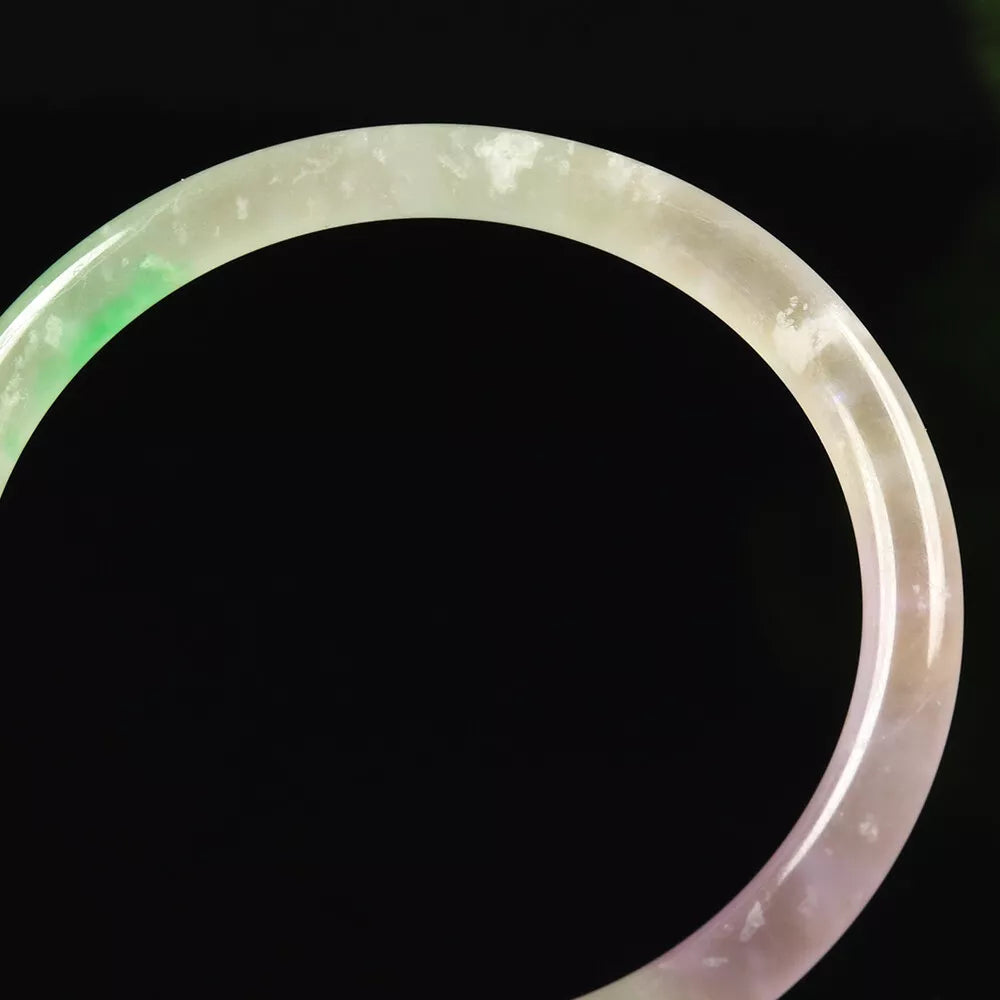 VINTAGE Large Jadeite Green/Lavender Jade Bangle size 60mm Round Princess Thin Cut - L035 - JazzyJewelbyAmina 