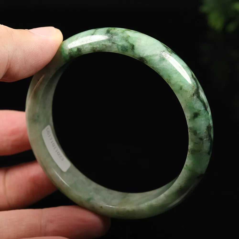 VINTAGE Large Jadeite Green Jade Bangle 60 mm Certified Grade A - L099 Fine Burma Jade! - JazzyJewelbyAmina 