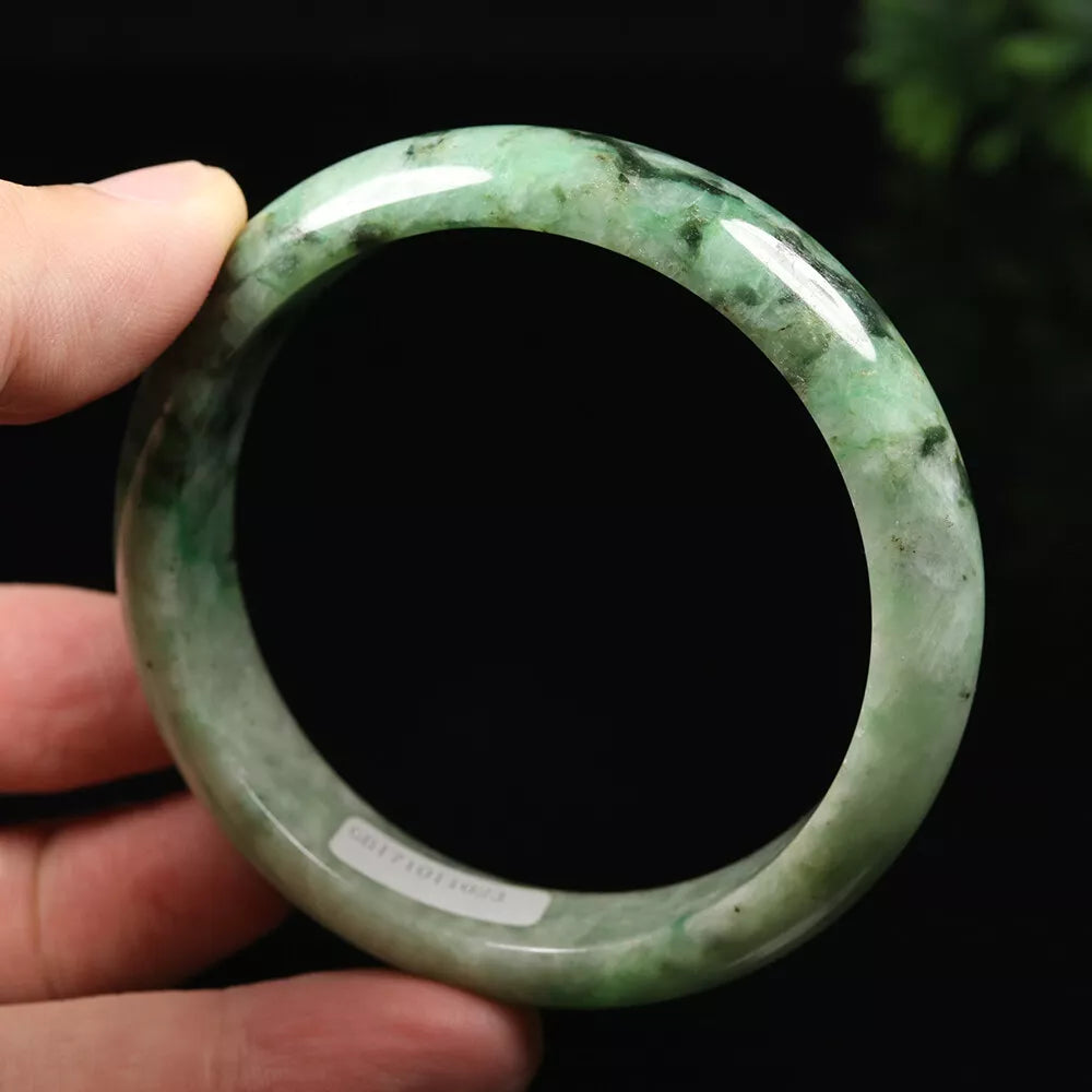 VINTAGE Large Jadeite Green Jade Bangle 60 mm Certified Grade A - L099 Fine Burma Jade! - JazzyJewelbyAmina 