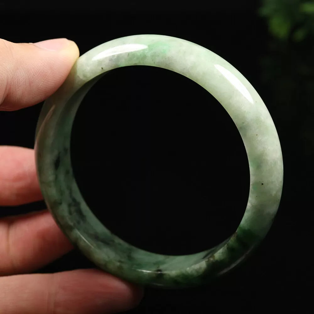 VINTAGE Large Jadeite Green Jade Bangle 60 mm Certified Grade A - L099 Fine Burma Jade! - JazzyJewelbyAmina 
